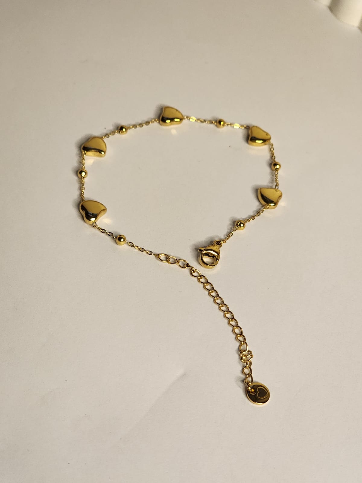 Gold Heart Charm Chain Bracelet
