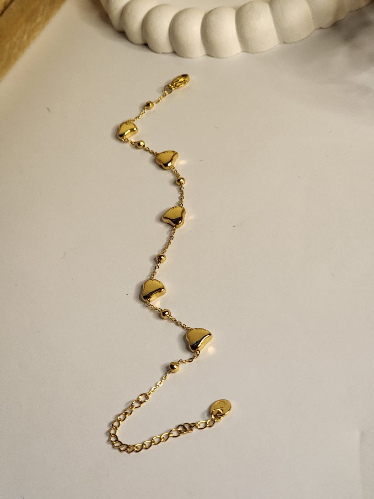 Gold Heart Charm Chain Bracelet