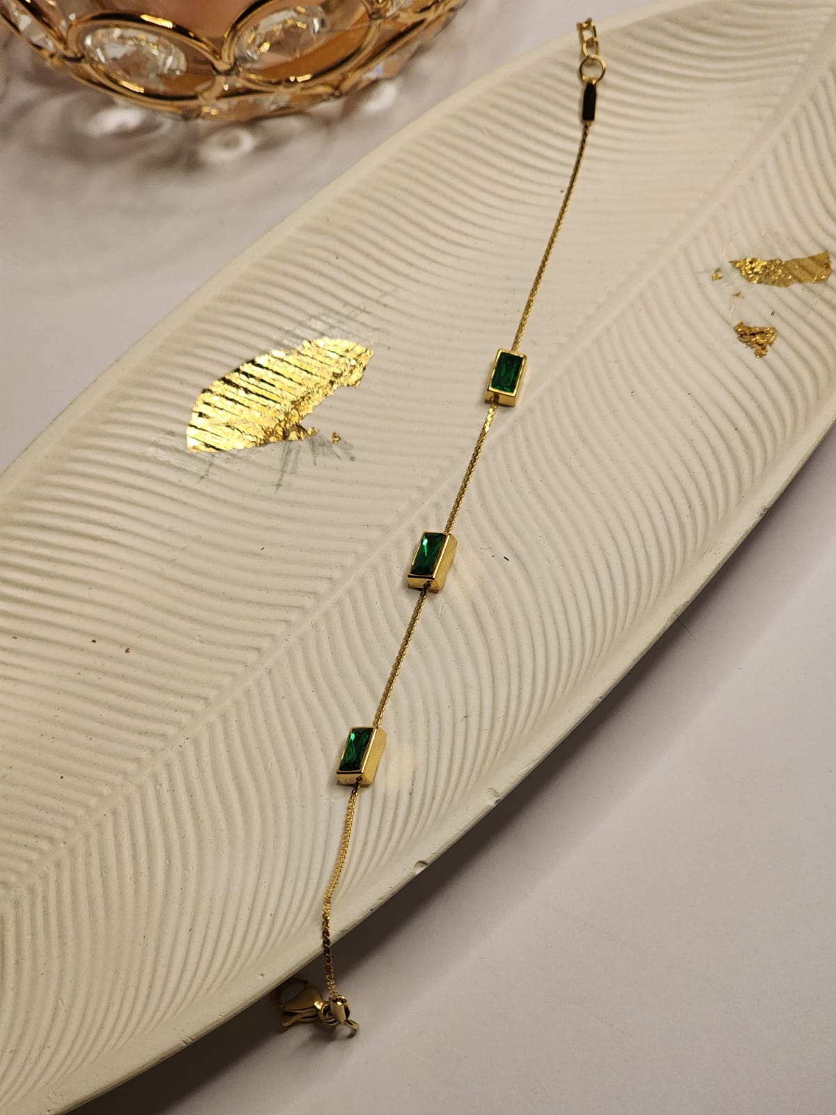 Emerald stone | Stainless steel bracelet