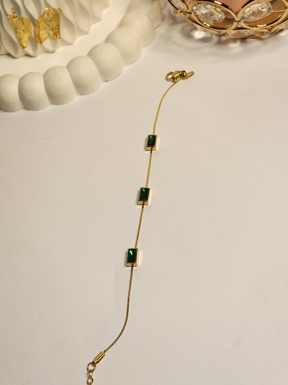 Emerald stone | Stainless steel bracelet