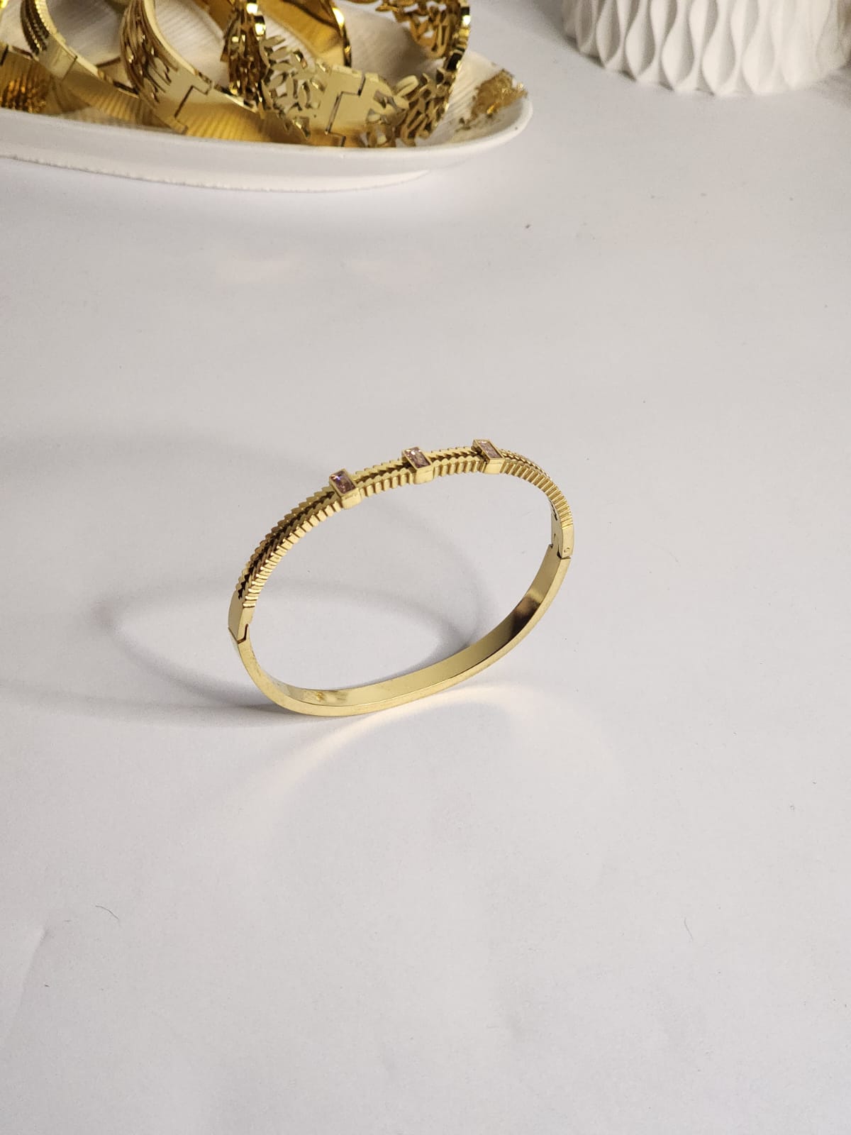 Greek Key Crystal Bangle