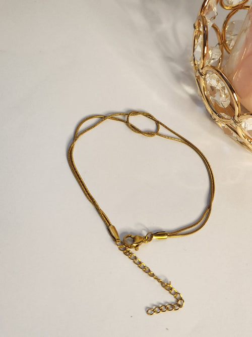 Double layer snake chain gold bracelet with lobster clasp and extender
