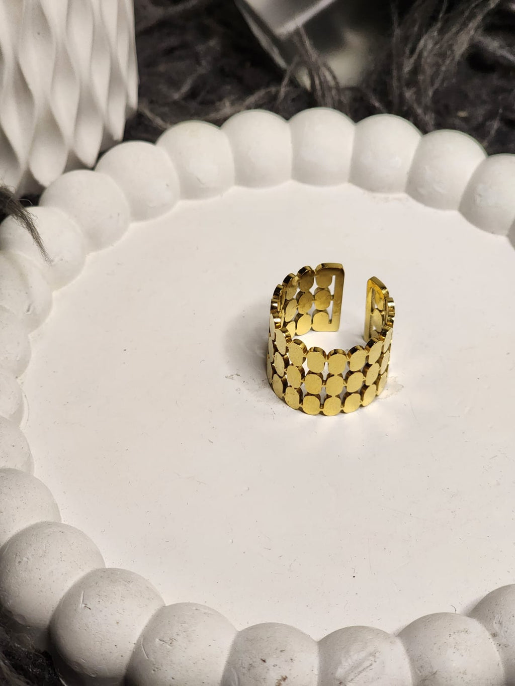 Gold Multi-Row Disc Ring — Antique Classic Design