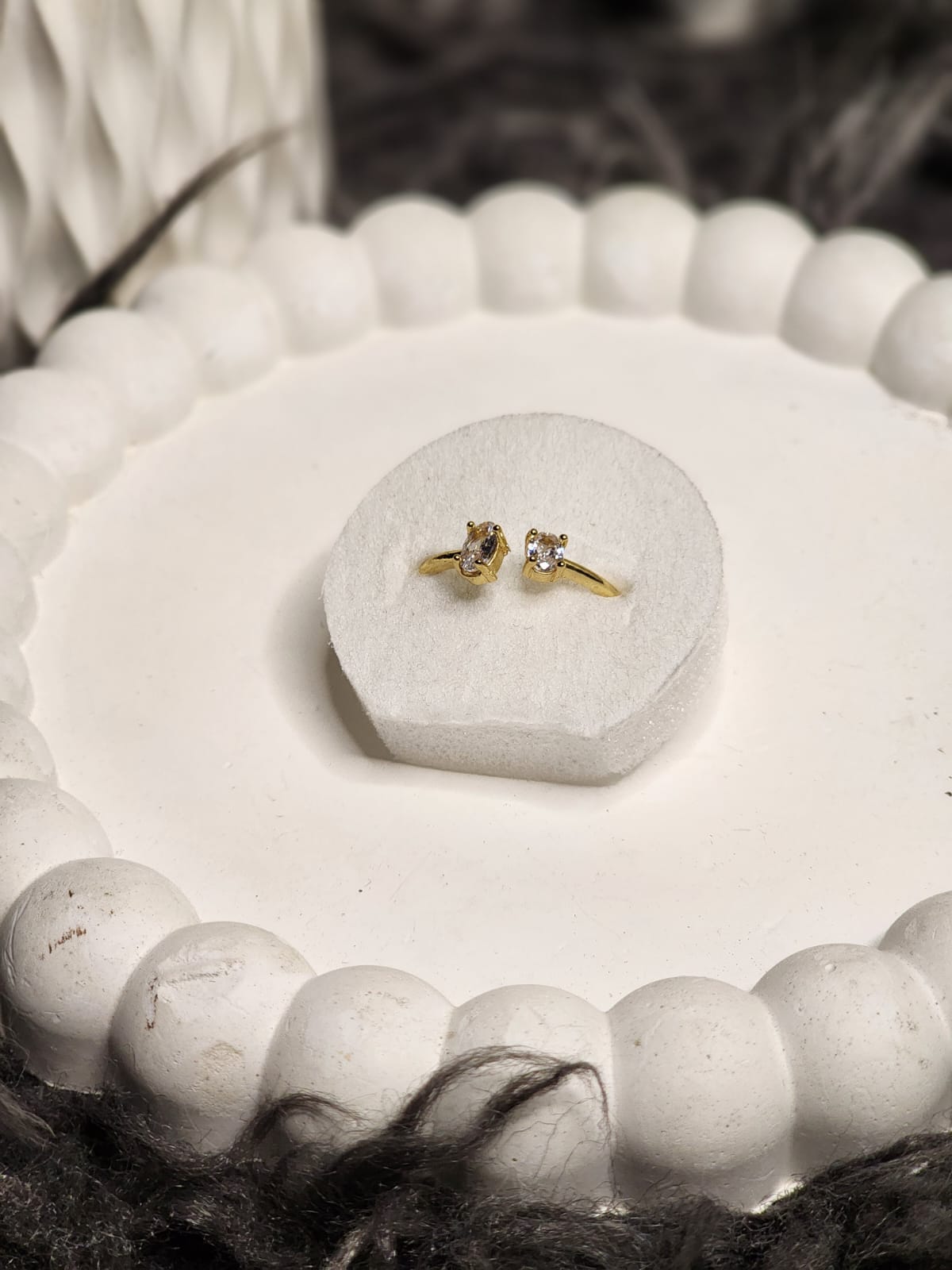 Crystal Solitaire Gold Ring
