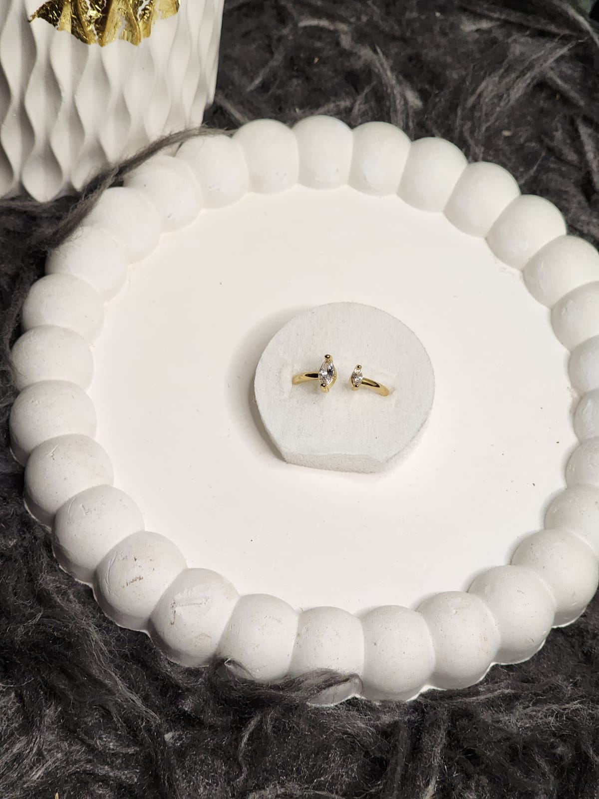Crystal Solitaire Gold Ring