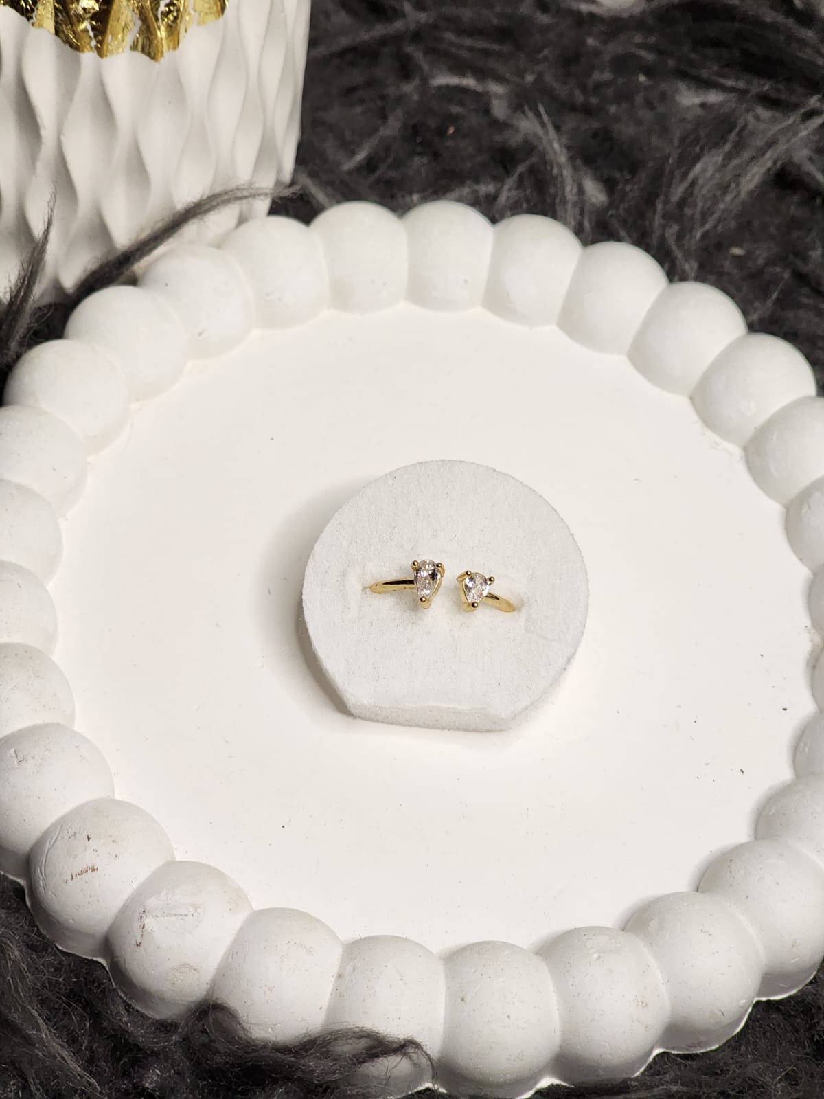 Crystal Solitaire Gold Ring