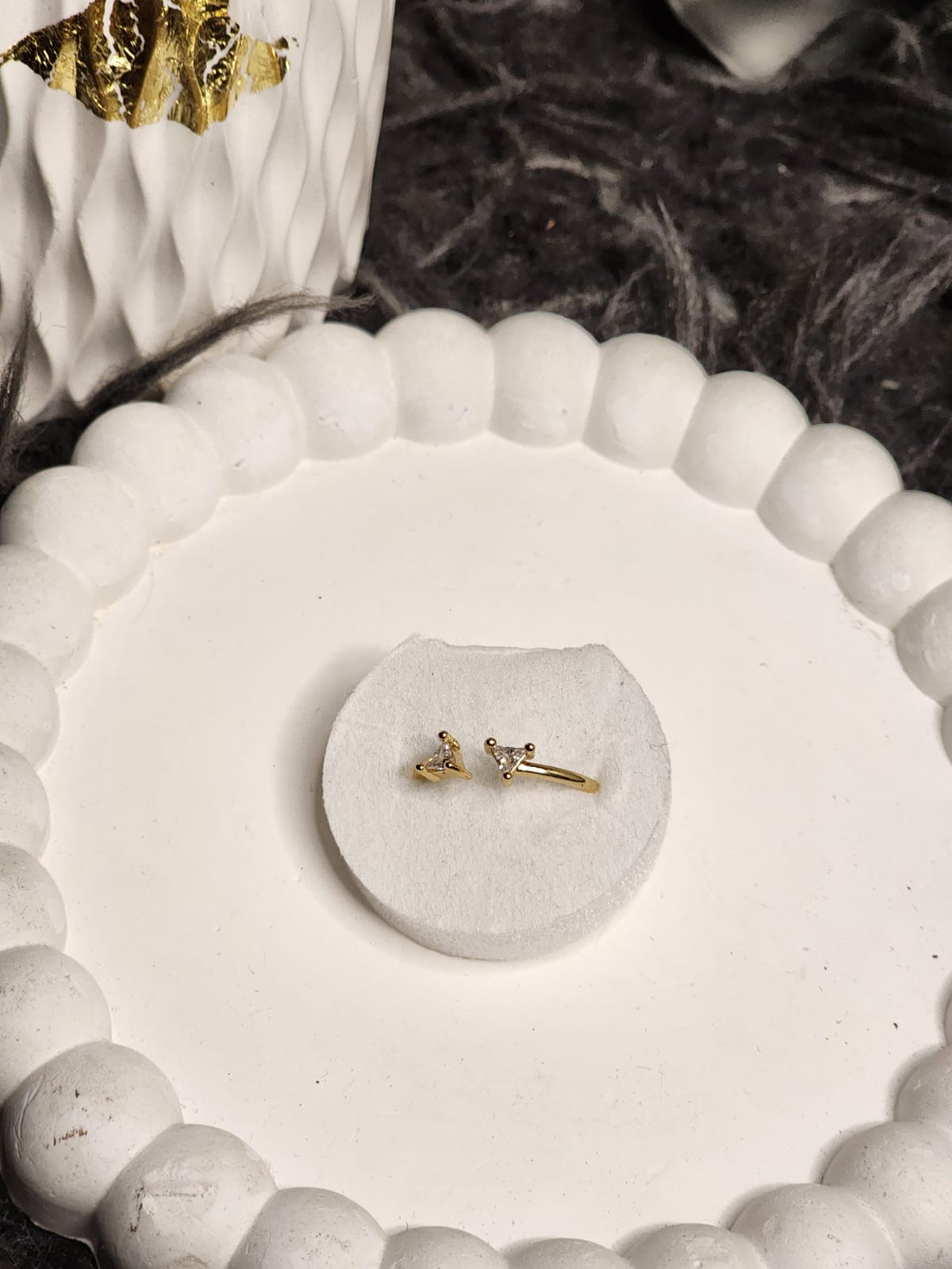 Crystal Solitaire Gold Ring