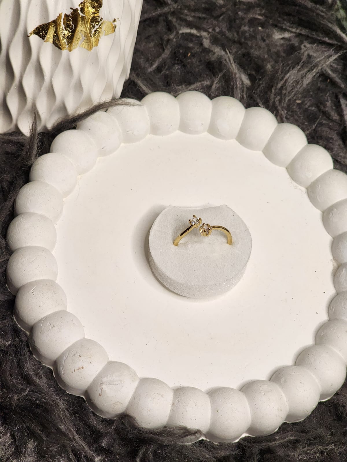 Crystal Solitaire Gold Ring