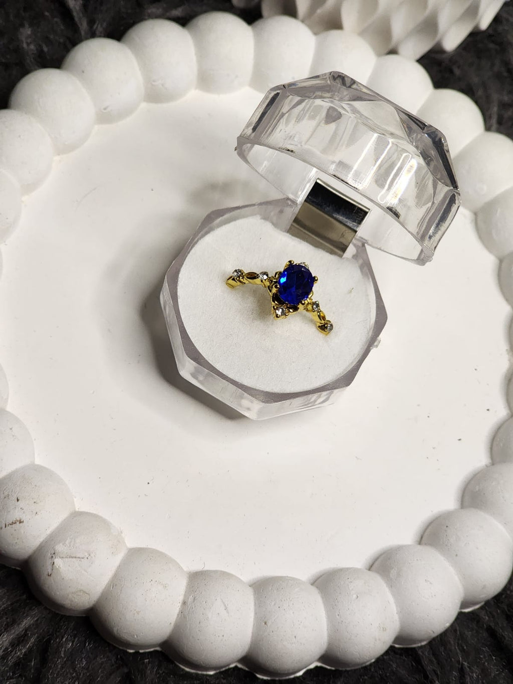Blue Sapphire CZ Gold Ring