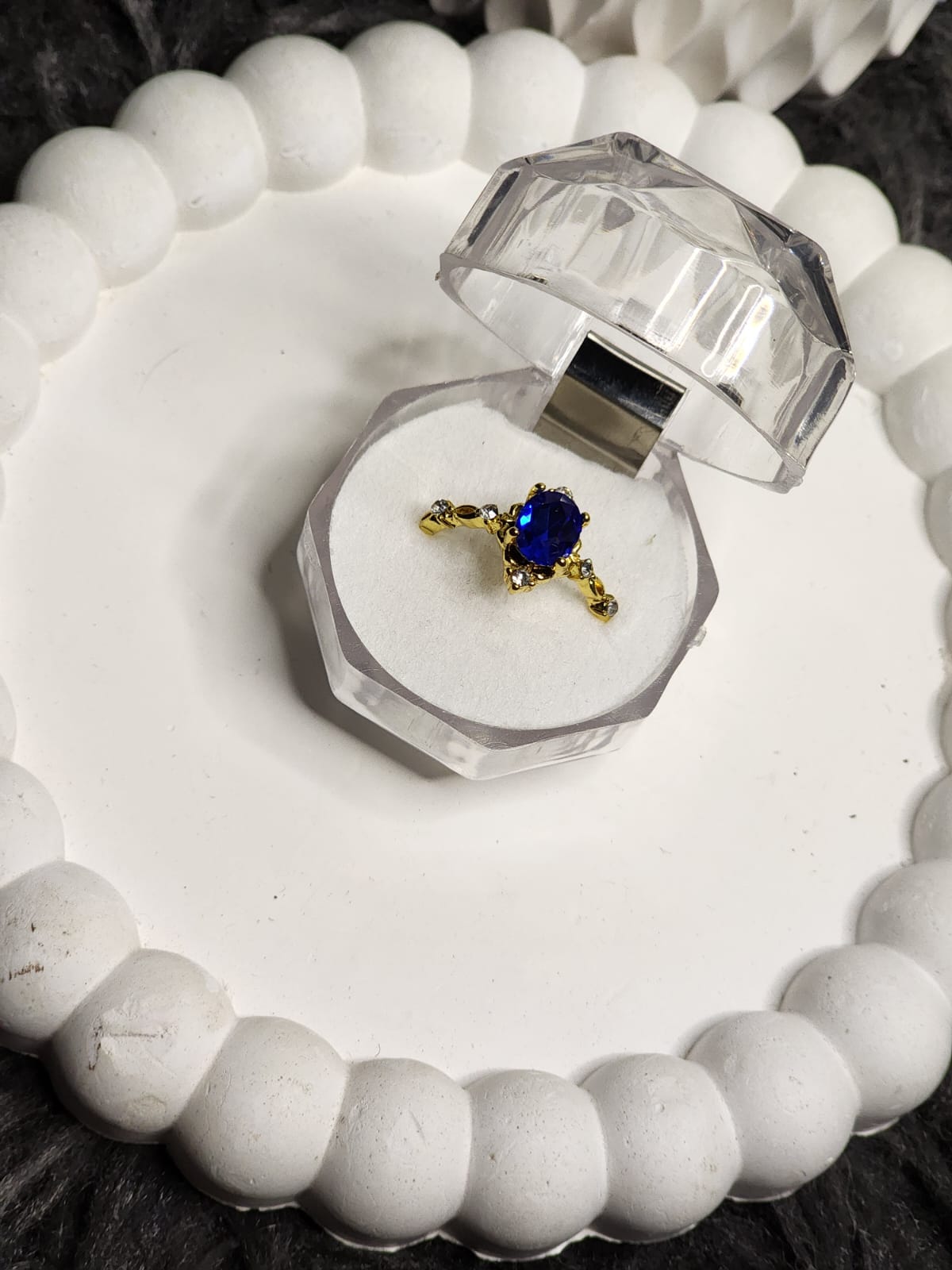 Blue Sapphire CZ Gold Ring