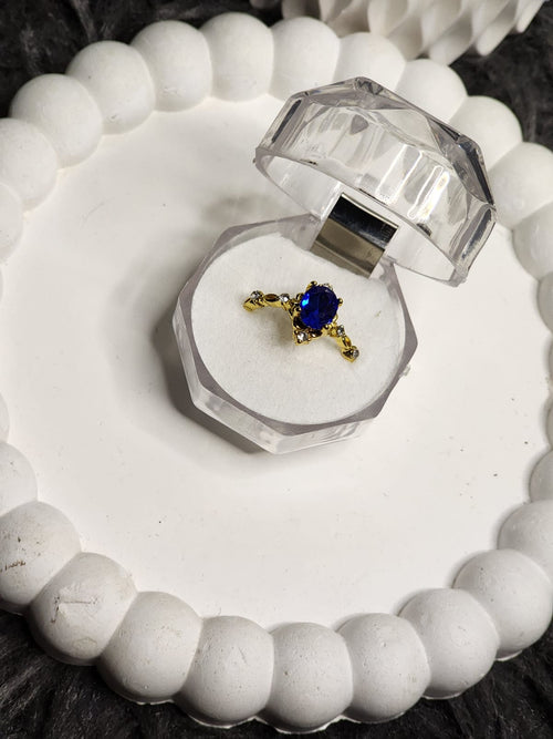 Blue Sapphire CZ Gold Ring