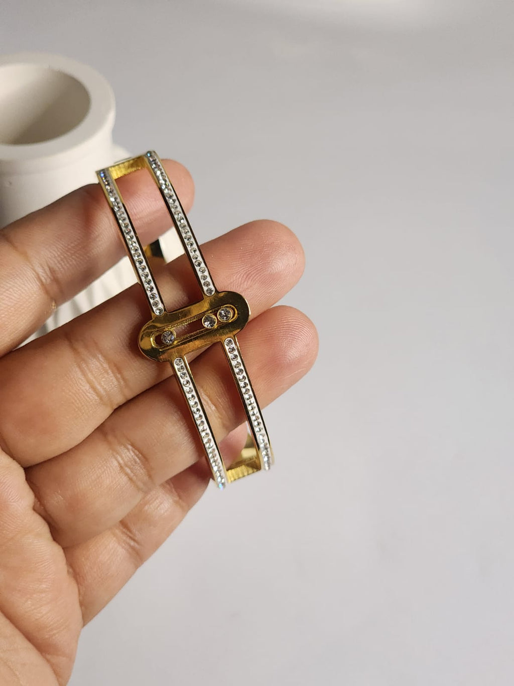 Double Track Pavé Bar Bangle
